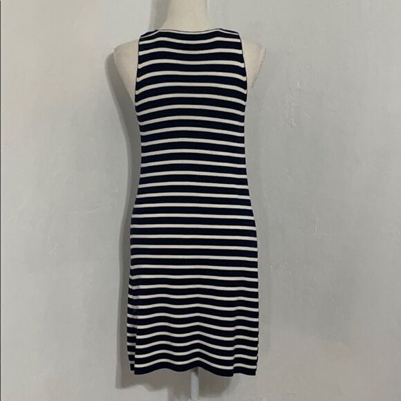 DKNY Navy White Striped Knit Sleeveless Dress SMALL - Picture 5 of 12